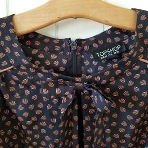 Topshop Black and Copper/Rust  Print Romper with Bow